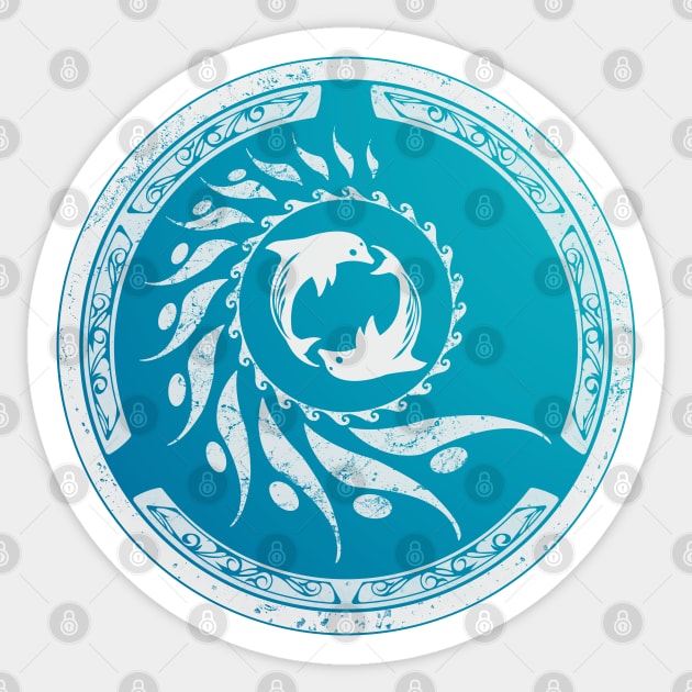 Twin Dolphin Nautilus Tribal Sticker by NicGrayTees